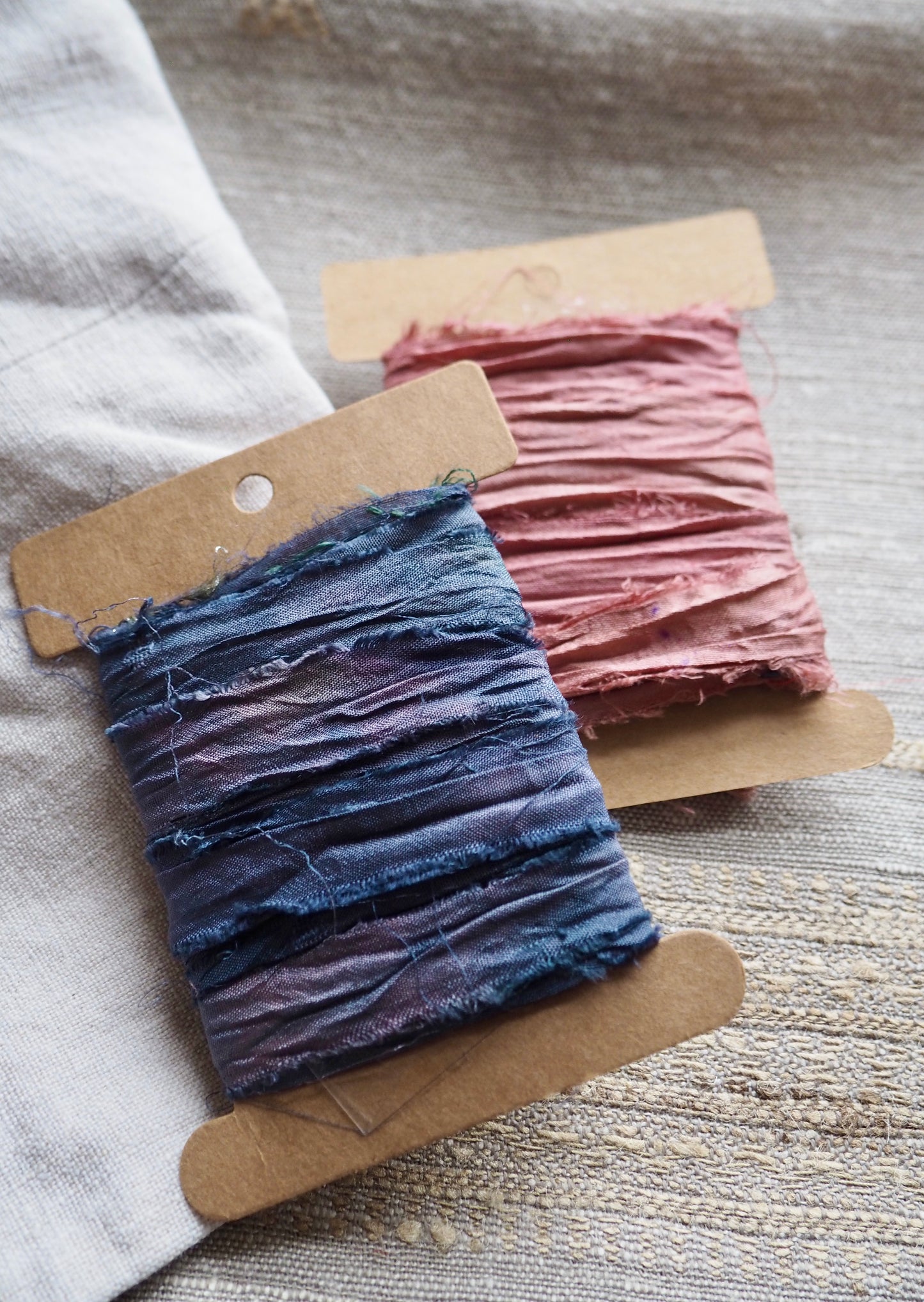 Storm Blue Recycled Sari Silk Ribbon