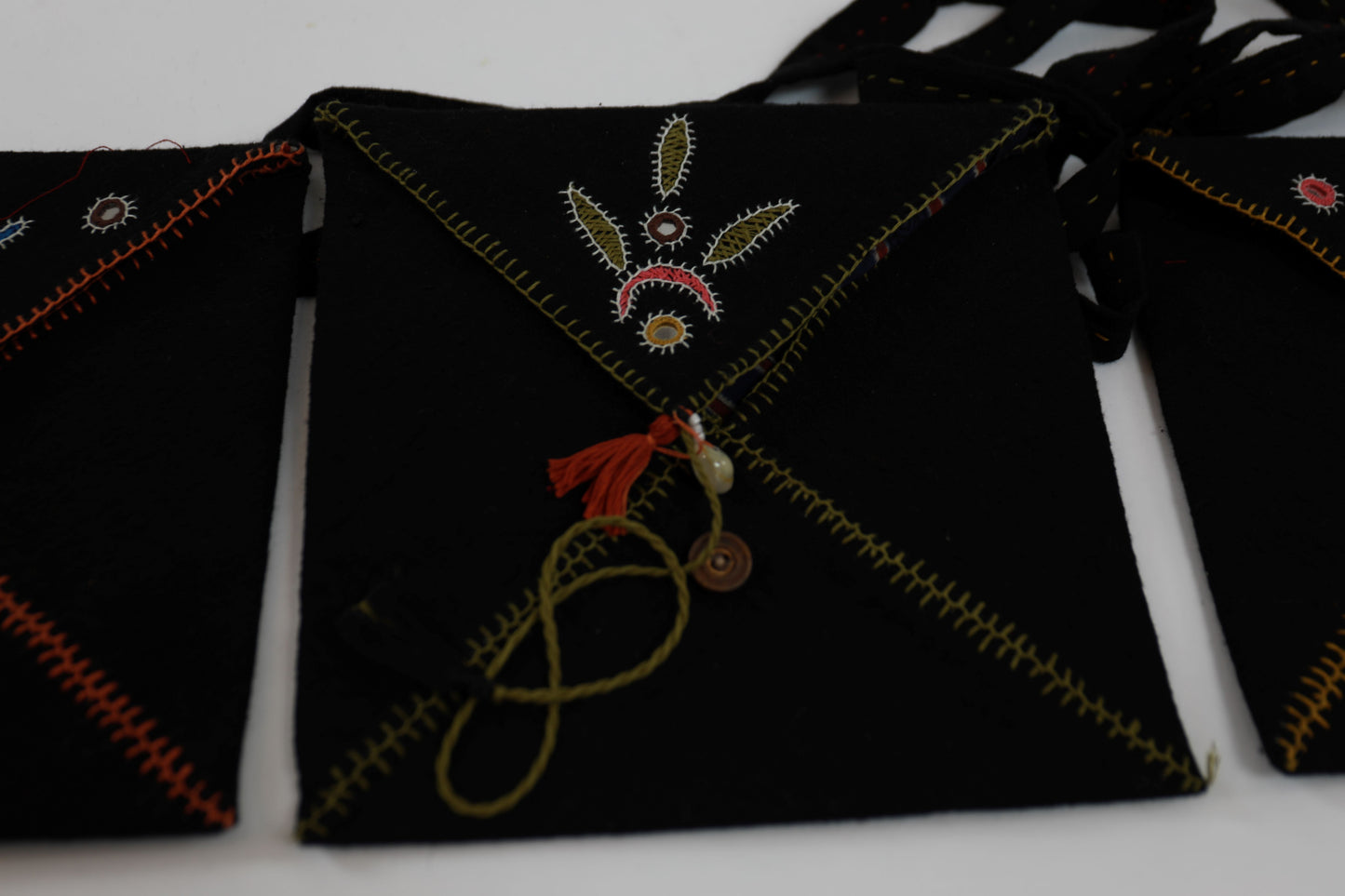 Black Rabari Embroidered Bag with Crescent Moon