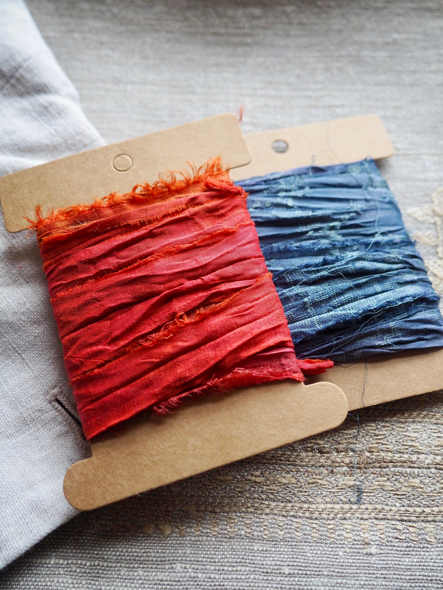 Sunset Orange Recycled Sari Silk Ribbon