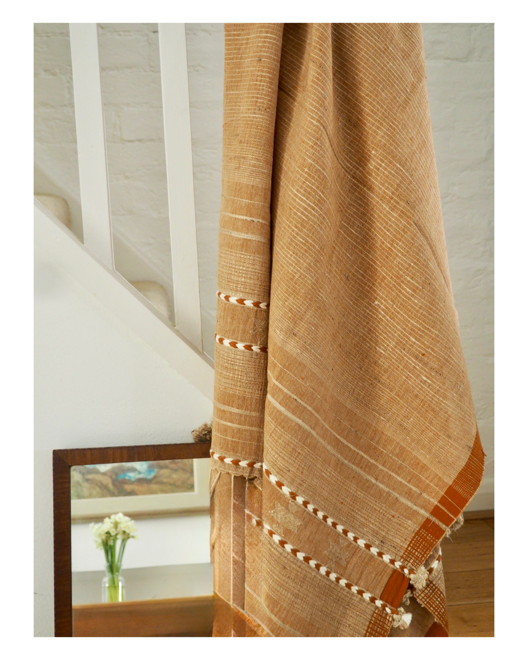 Burnt Sienna Handloomed Cotton and Silk Throw