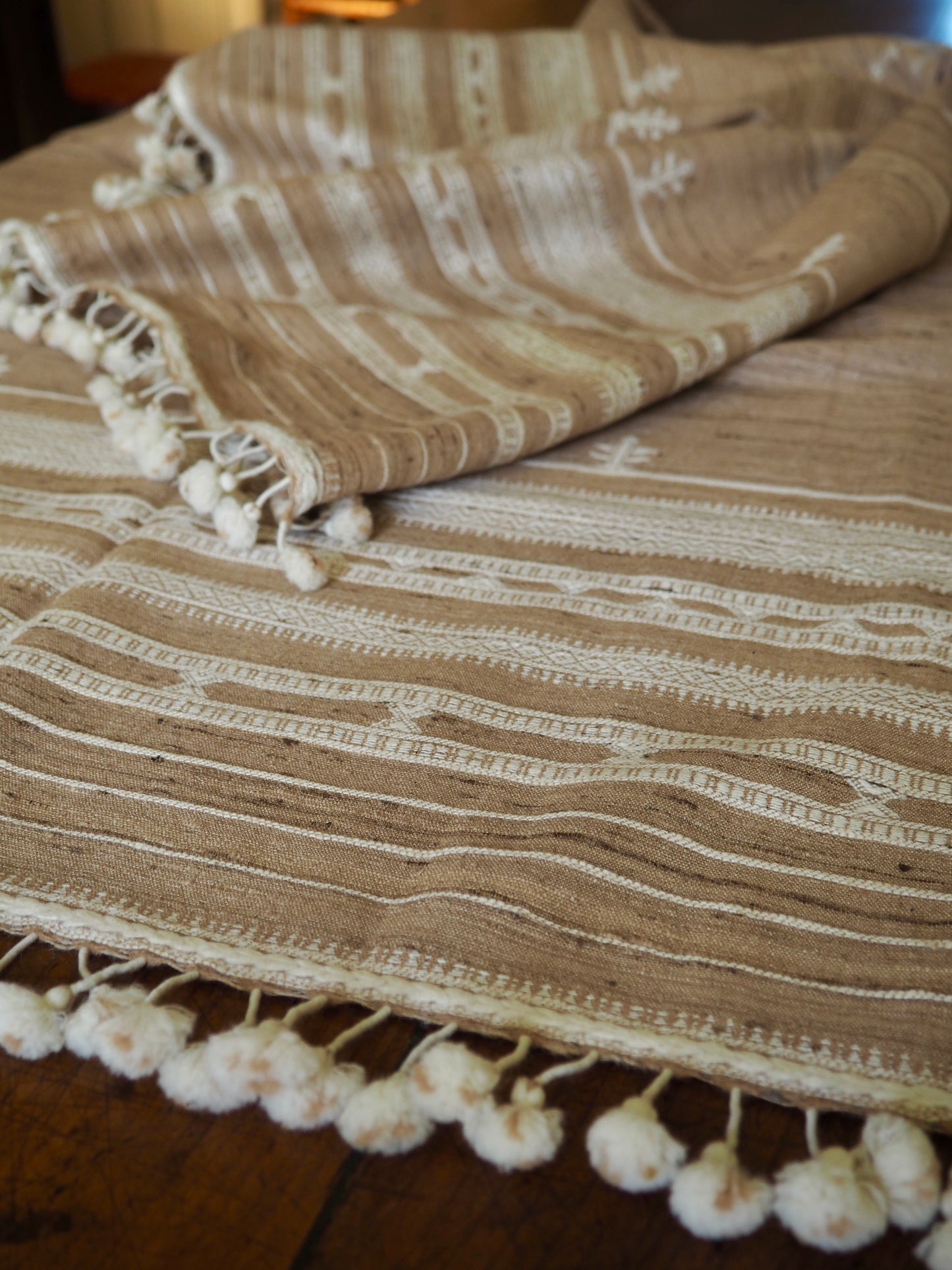 Natural Cream Silk and Wool Throw
