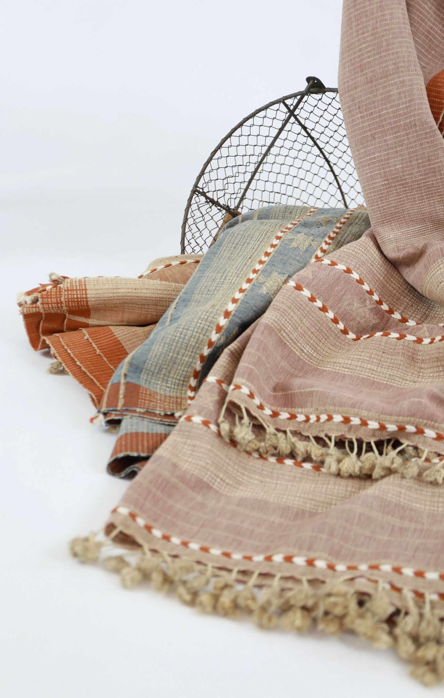 Dusky Pink Handloomed Cotton and Silk Throw