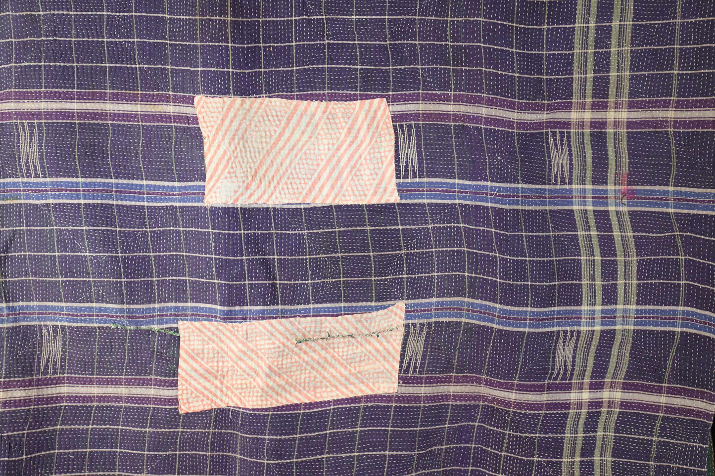 Purple Green Vintage Kantha Quilt