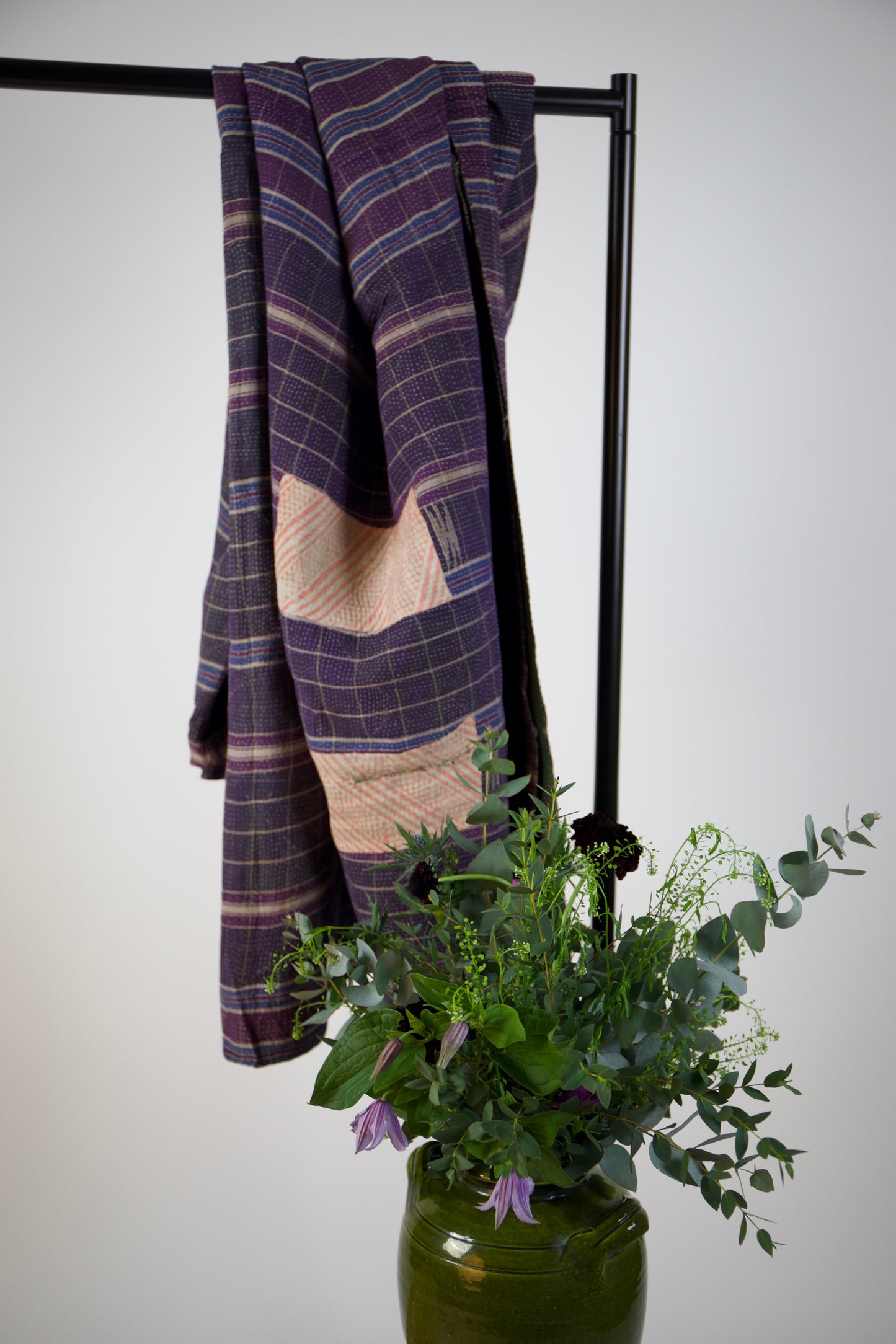 Purple Green Vintage Kantha Quilt