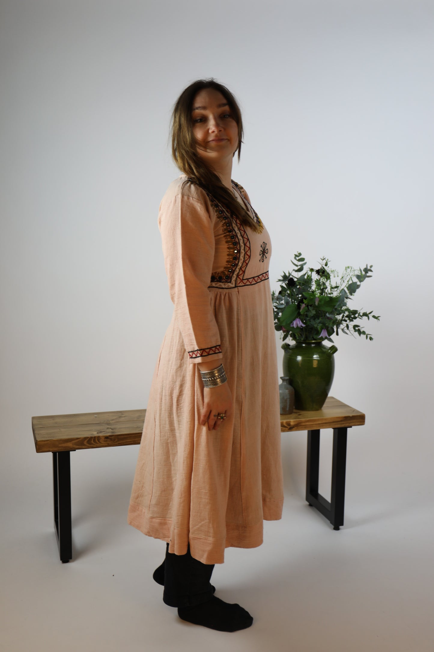 Blue Kala Cotton Embroidered Dress – Dhebariya Rabari