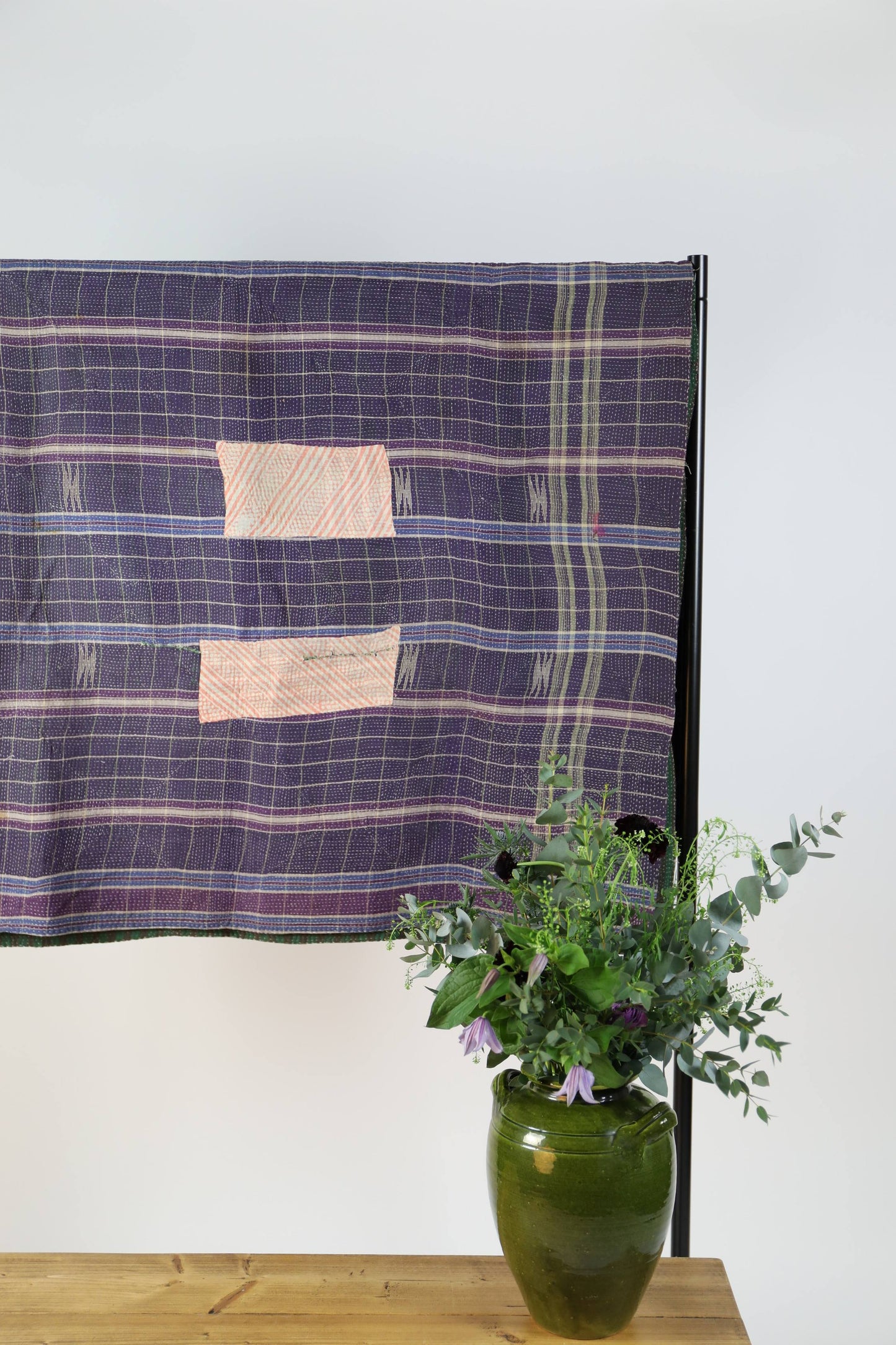 Purple Green Vintage Kantha Quilt
