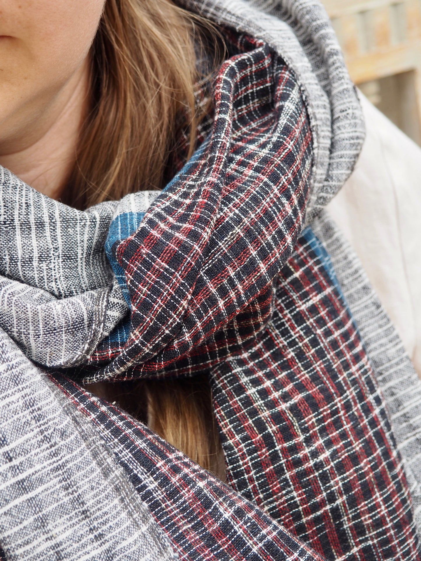 Maider Indigo - The Madder and Indigo Check Scarf