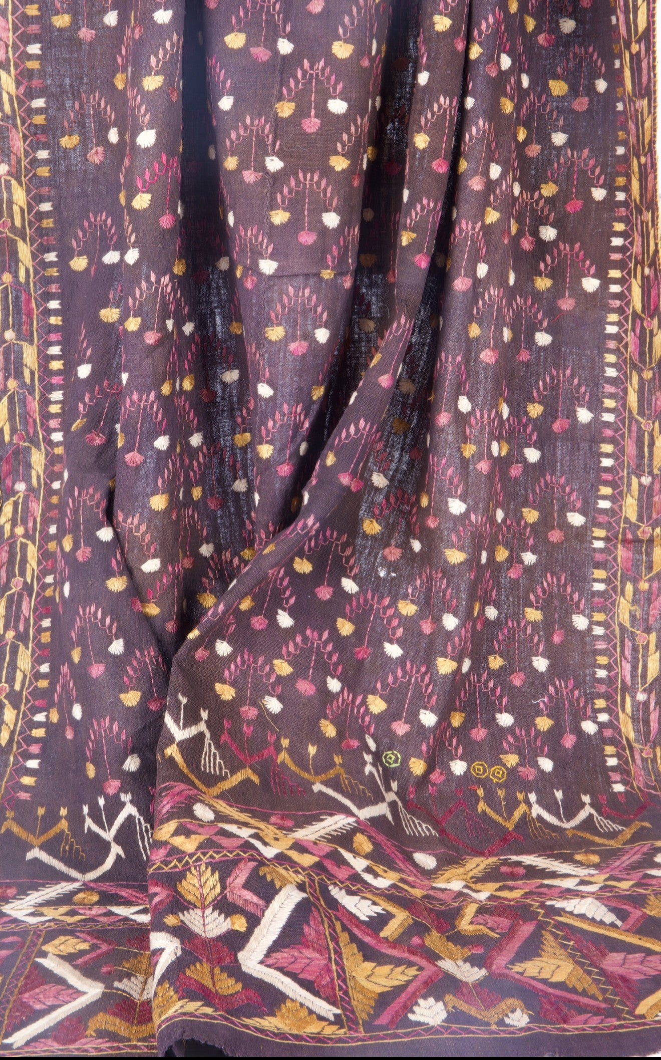 Antique Early 20th C Phulkari Shawl Purple