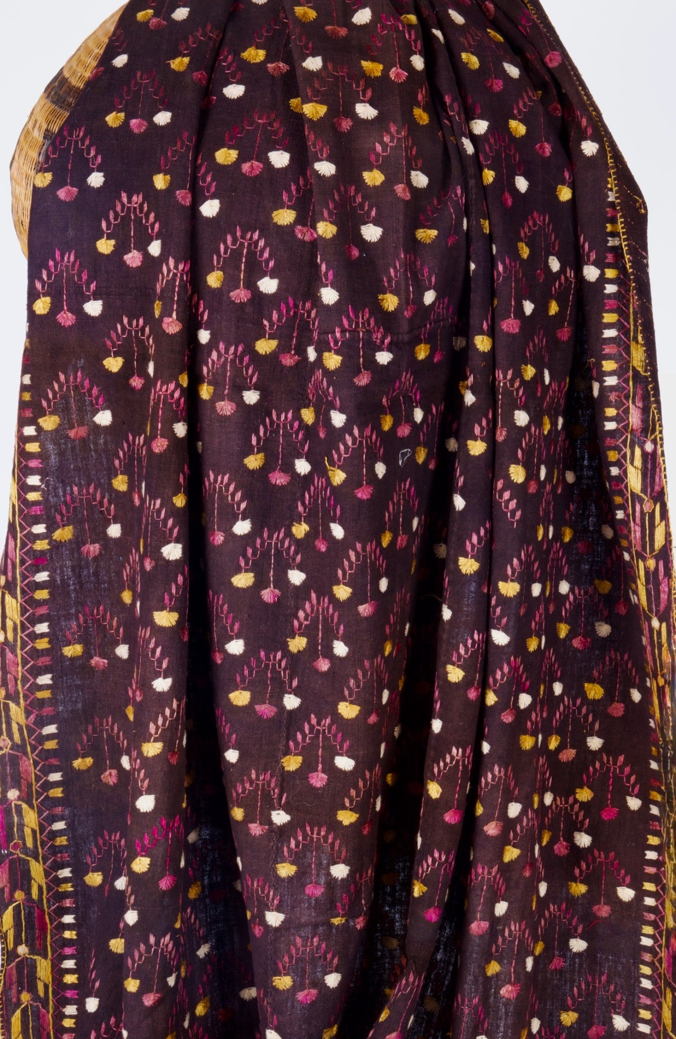 Antique Early 20th C Phulkari Shawl Purple