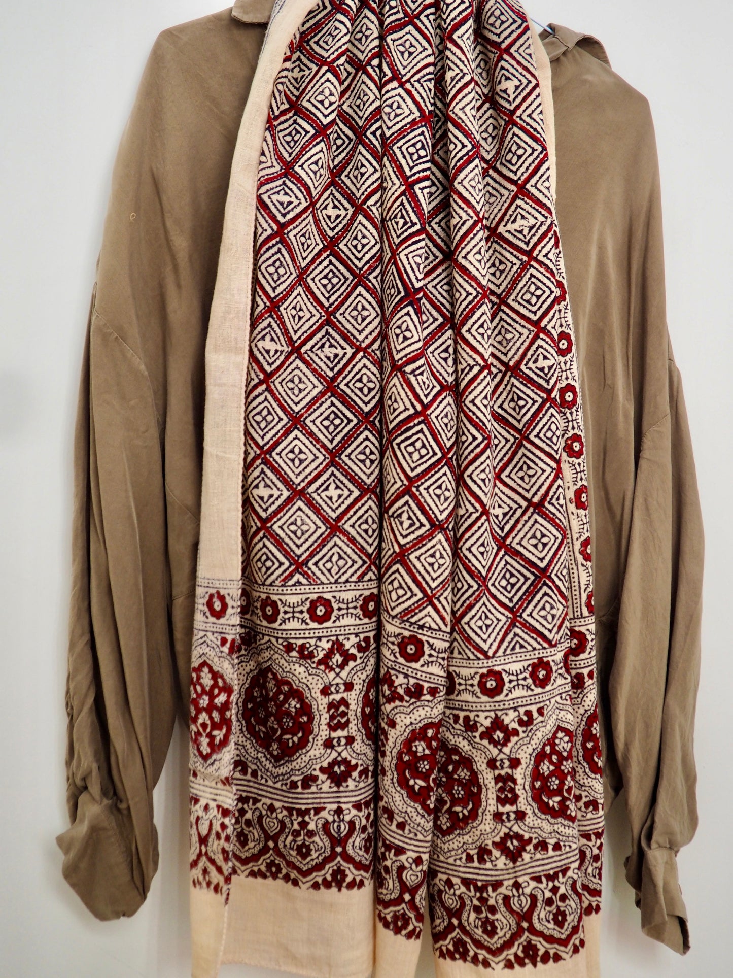 Ajrakh Printed Geometric Cotton Scarf