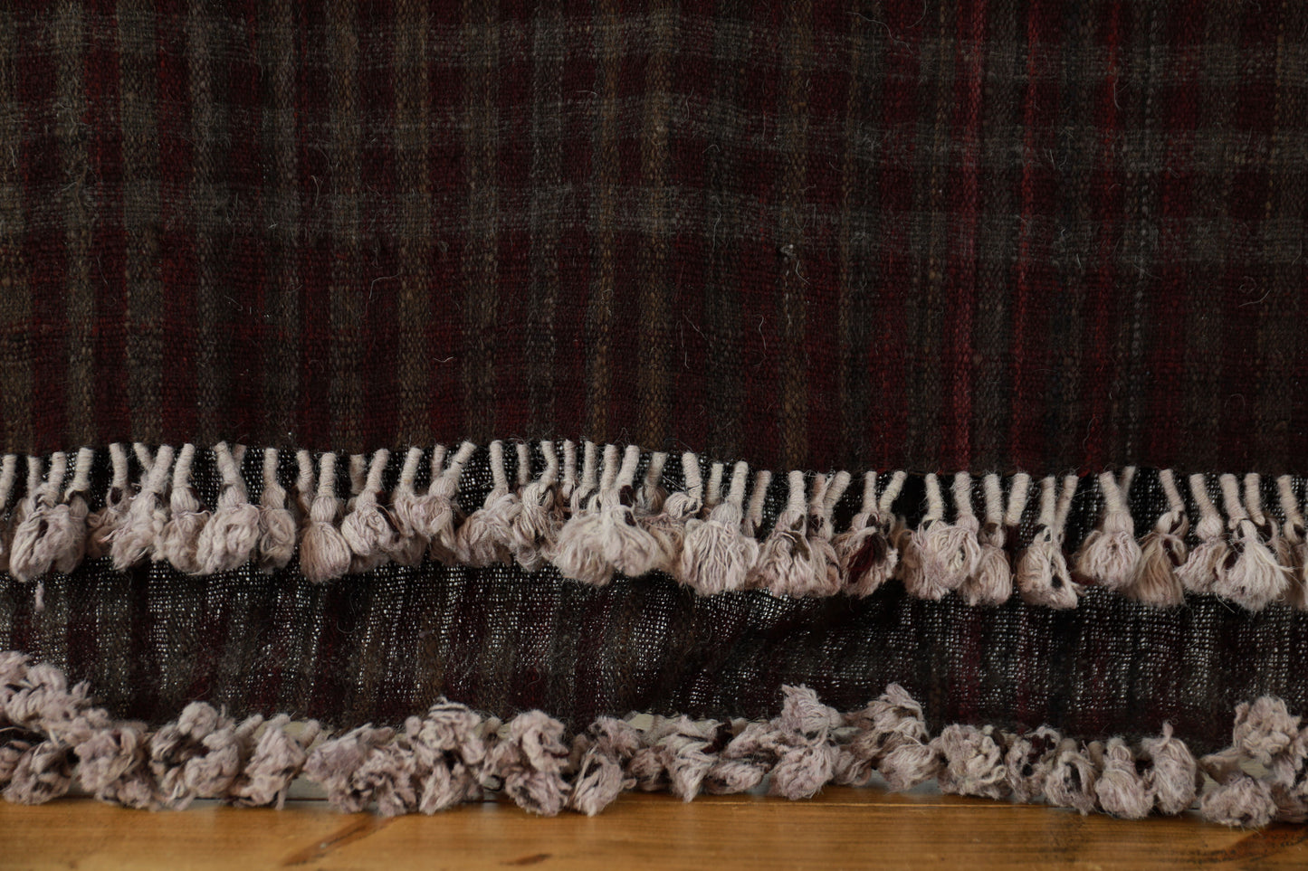Purple and Walnut Chequered Shamji Siju Vankar Woven Wool Throw