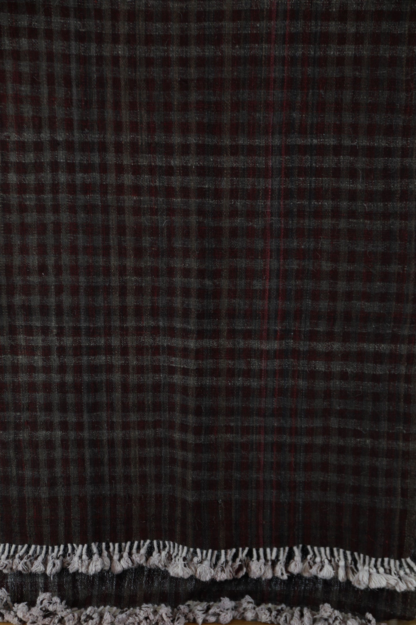 Purple and Walnut Chequered Shamji Siju Vankar Woven Wool Throw
