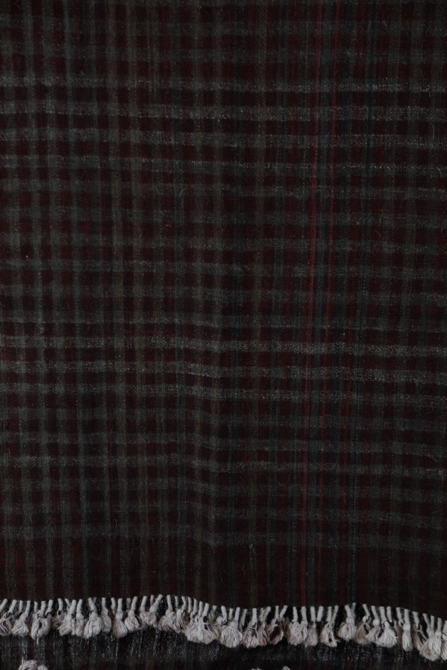 Purple and Walnut Chequered Shamji Siju Vankar Woven Wool Throw
