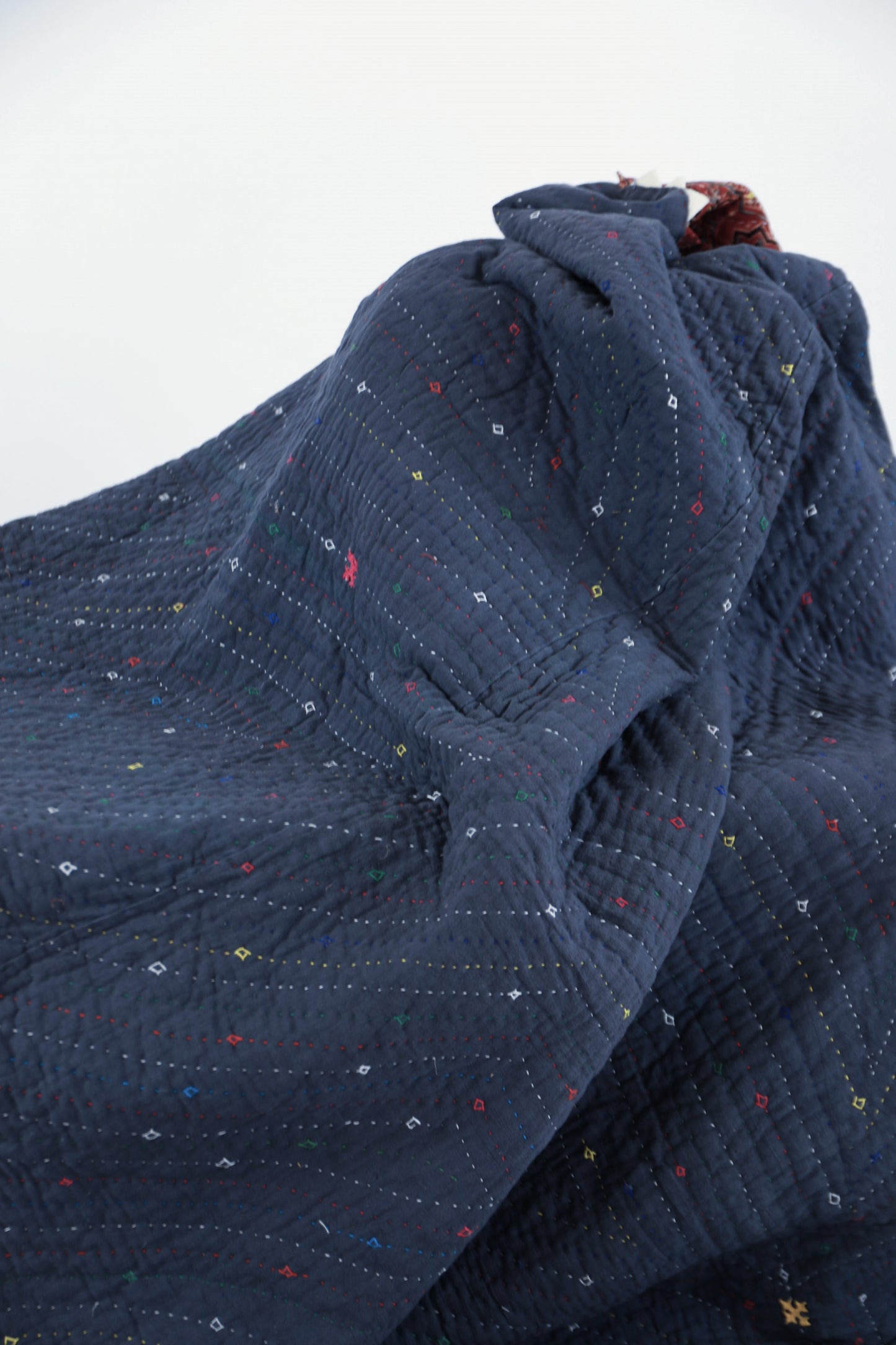 Indigo Kala Cotton Rabari Embroidered Quilt