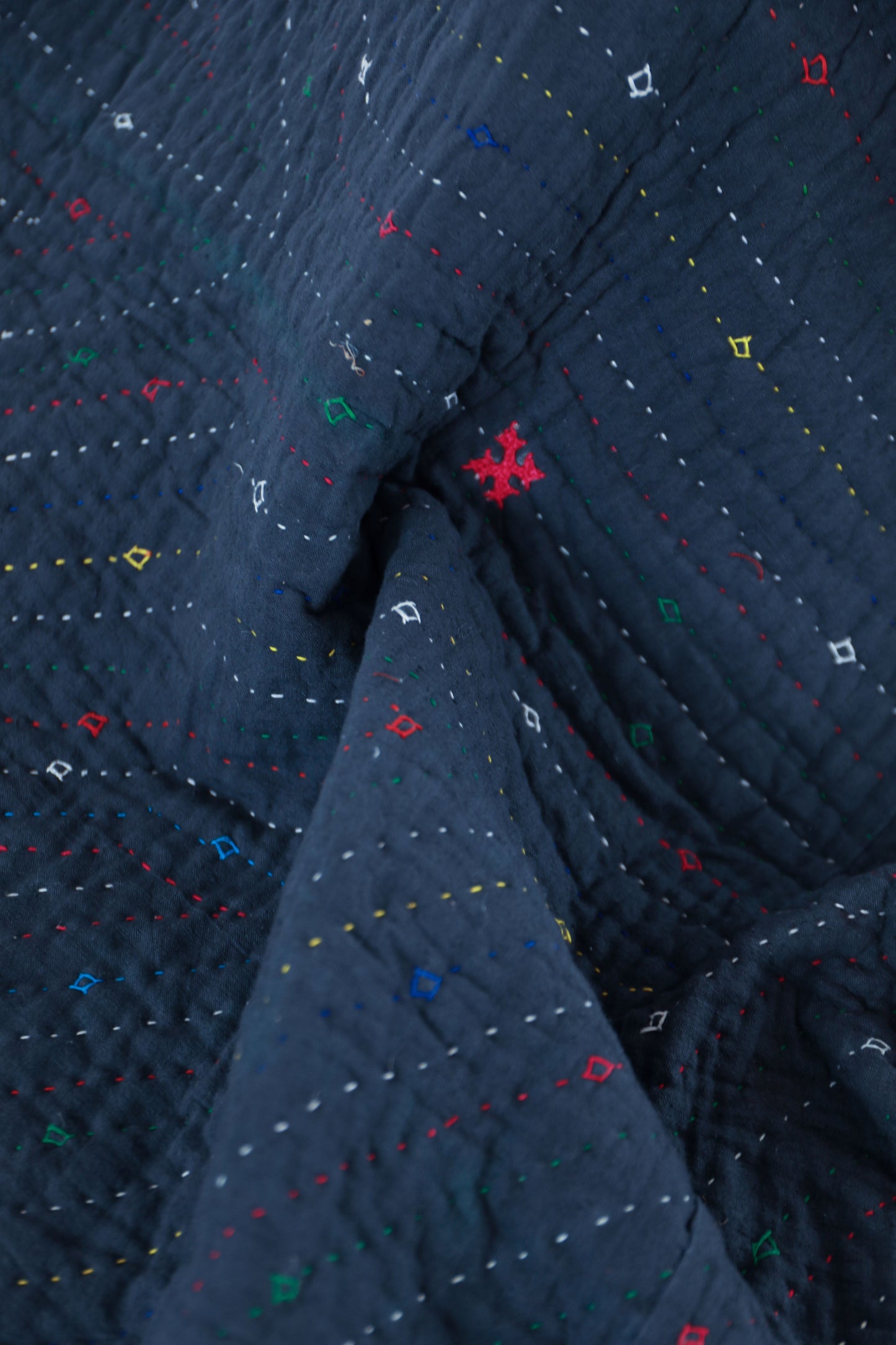 Indigo Kala Cotton Rabari Embroidered Quilt