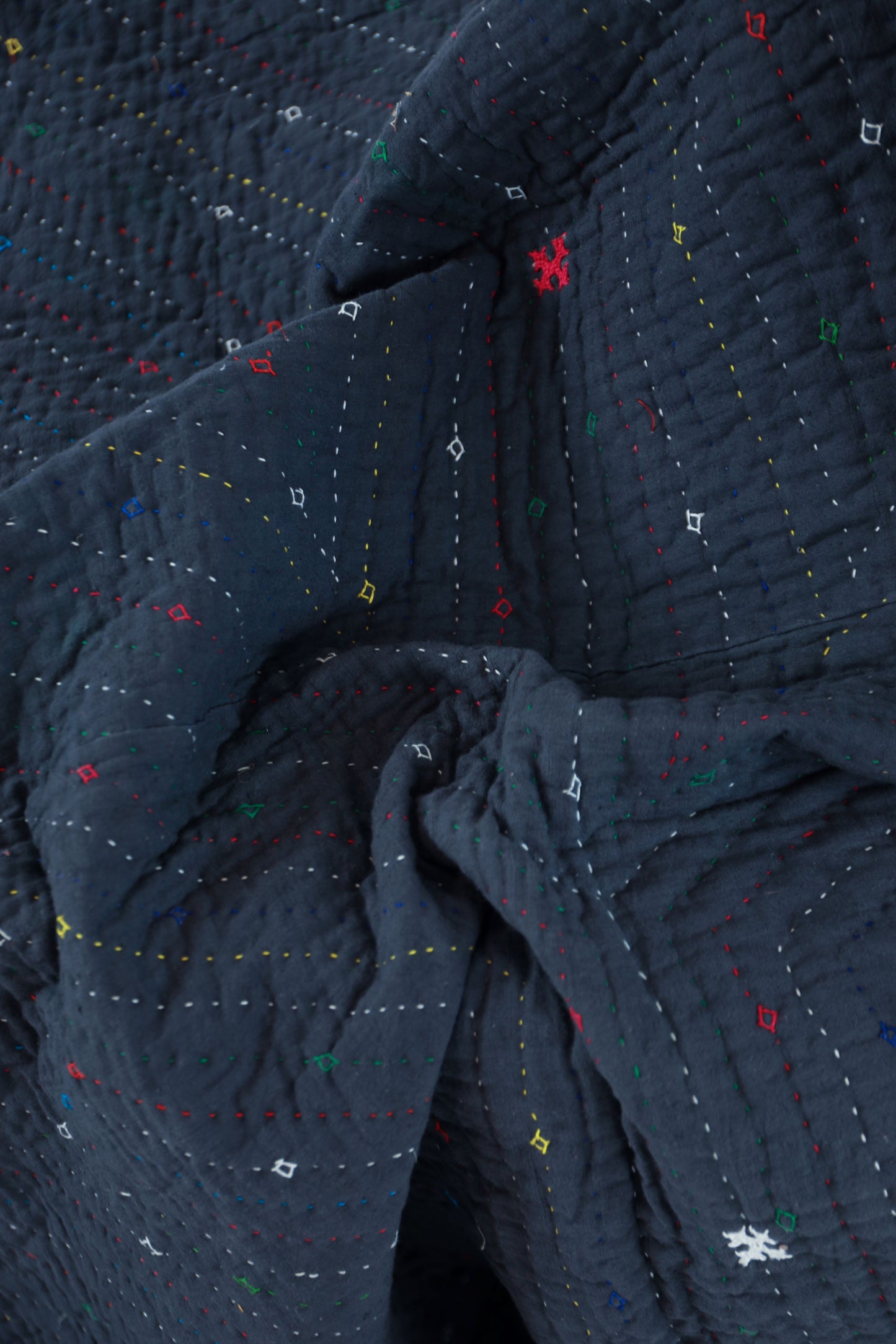 Indigo Kala Cotton Rabari Embroidered Quilt
