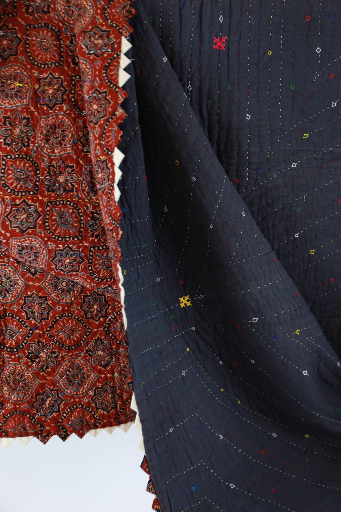 Indigo Kala Cotton Rabari Embroidered Quilt