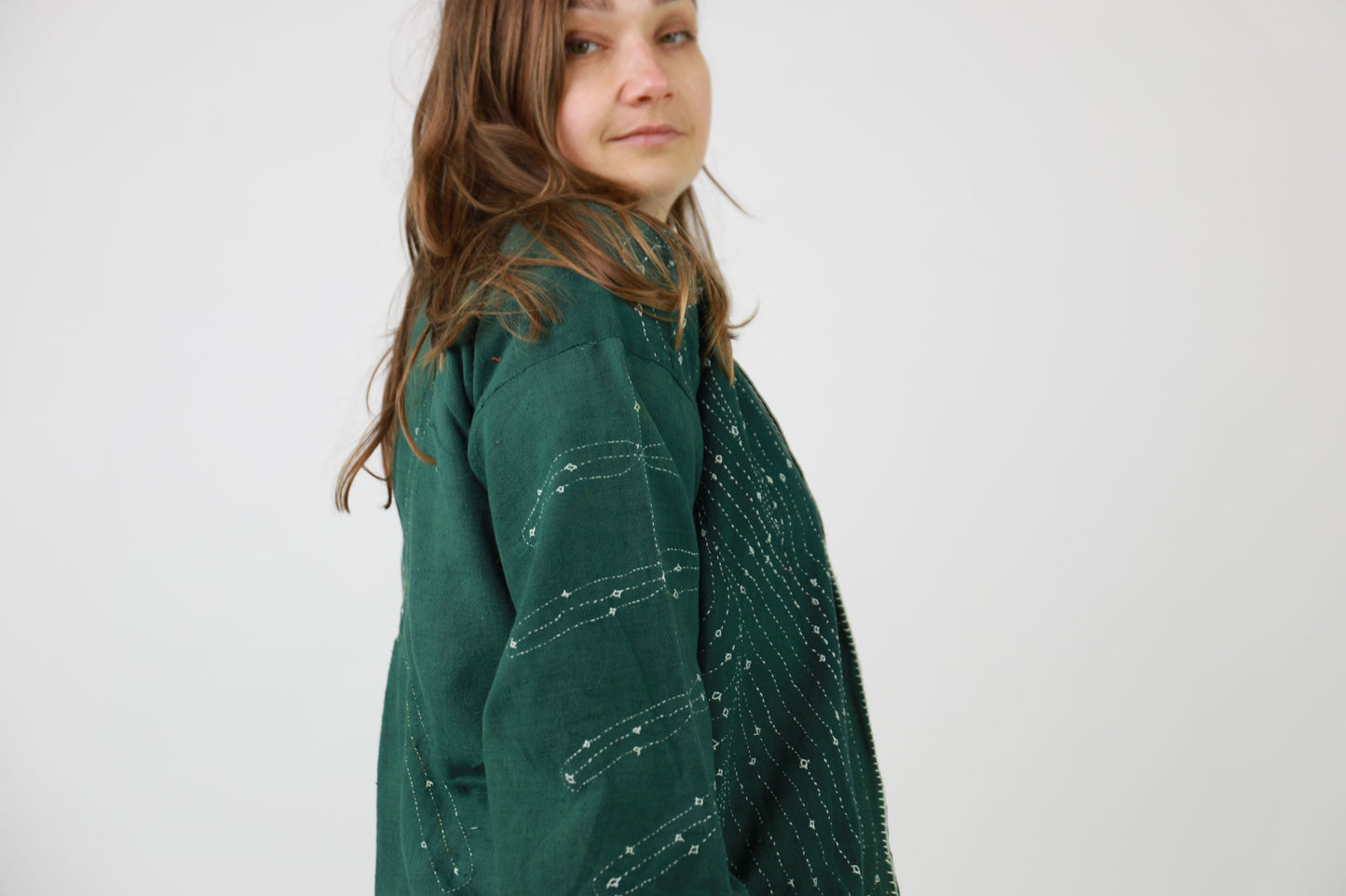 Hand Embroidered Jacket Emerald Green