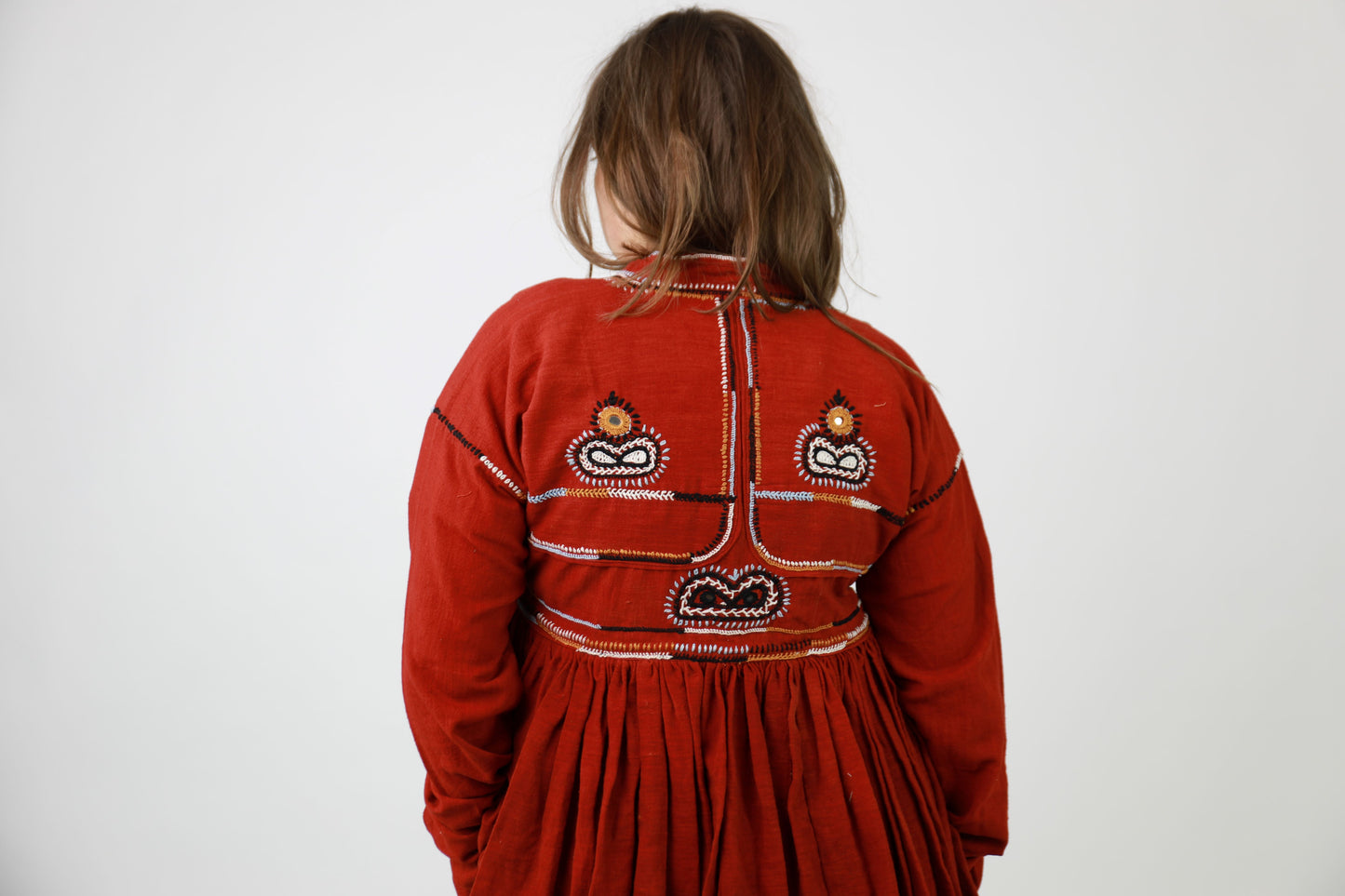 Red Hand Embroidered Kediya Jacket