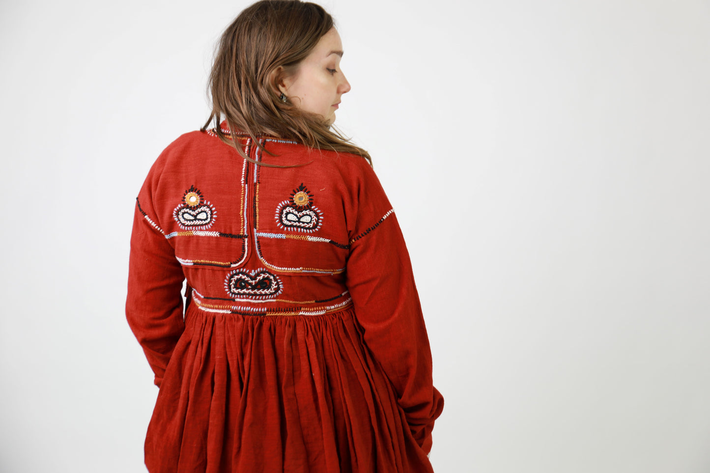 Red Hand Embroidered Kediya Jacket