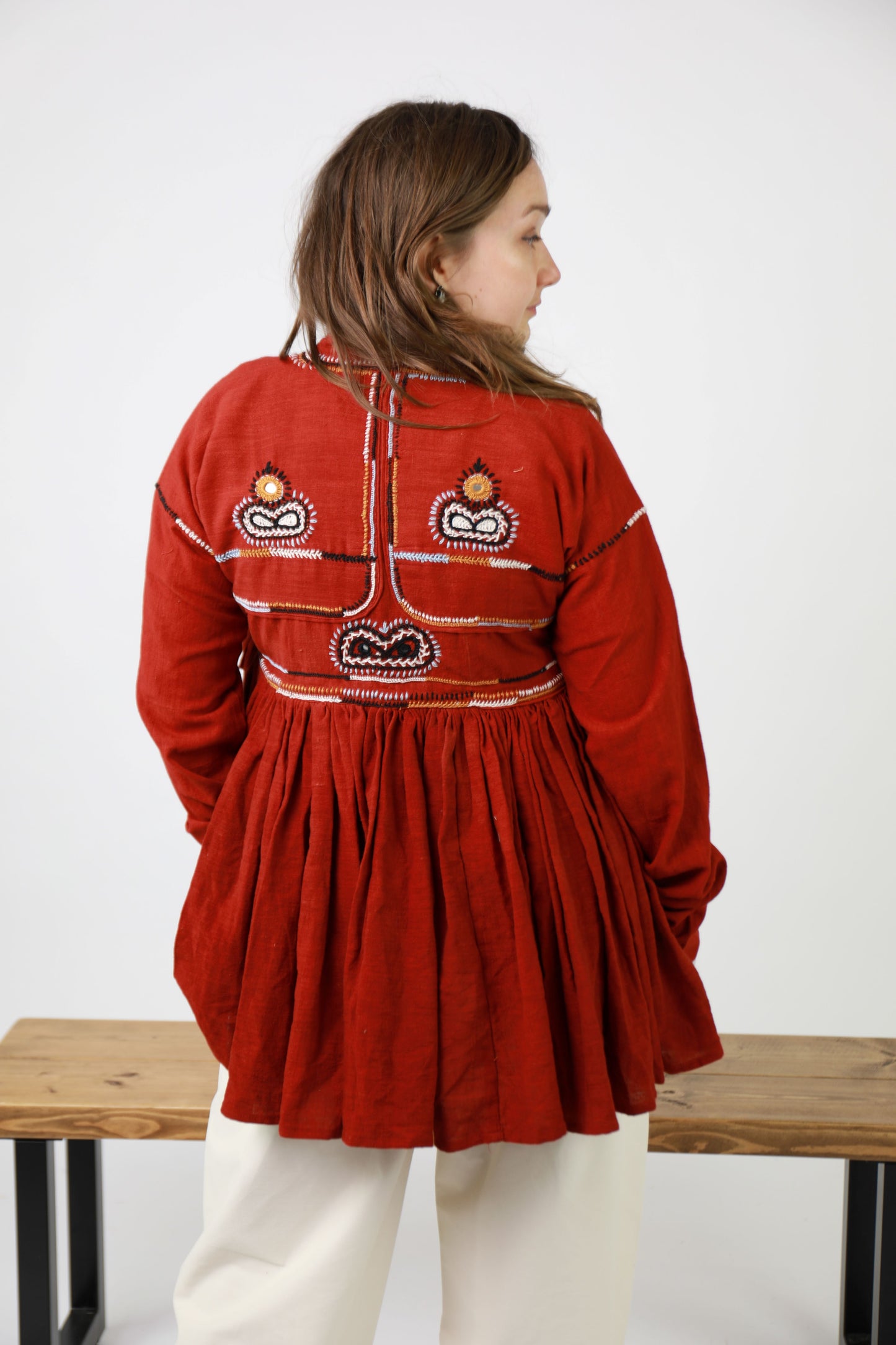 Red Hand Embroidered Kediya Jacket