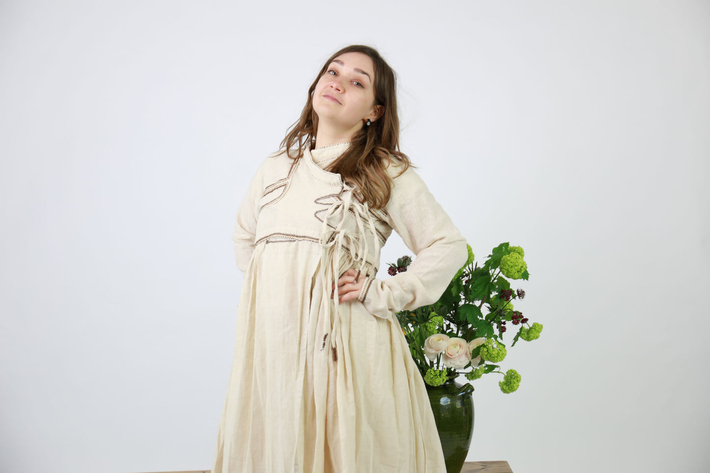 Cream Cotton Embroidered Khediya Dress – Dhebariya Rabari
