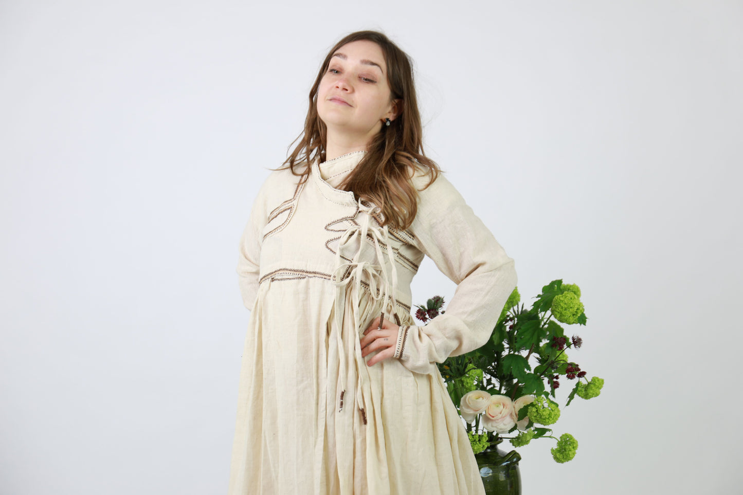 Cream Cotton Embroidered Khediya Dress – Dhebariya Rabari