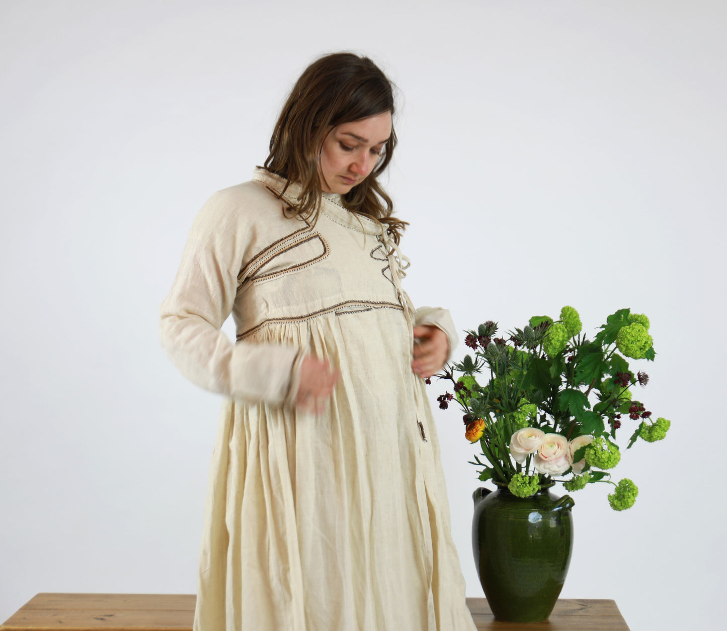 Cream Cotton Embroidered Khediya Dress – Dhebariya Rabari
