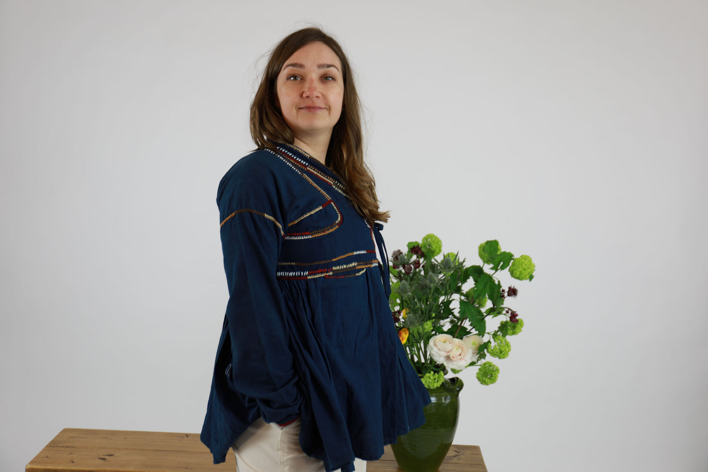 Blue Hand Embroidered Kediya Jacket