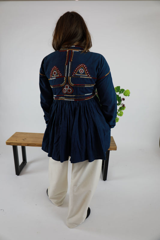 Blue Hand Embroidered Kediya Jacket