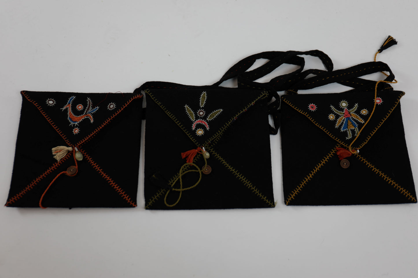 Black Rabari Embroidered Bag with Peacock Design