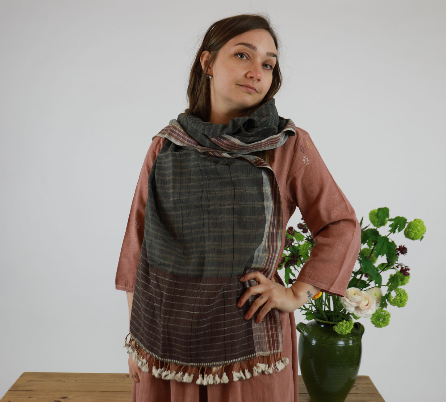 Iron and Purple Natural Dye Shamji Siju Woven Scarf