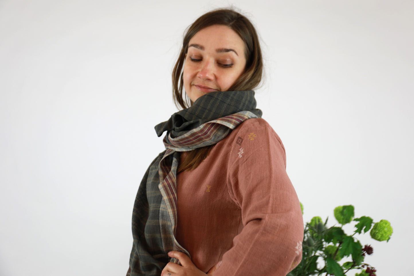 Iron and Purple Natural Dye Shamji Siju Woven Scarf