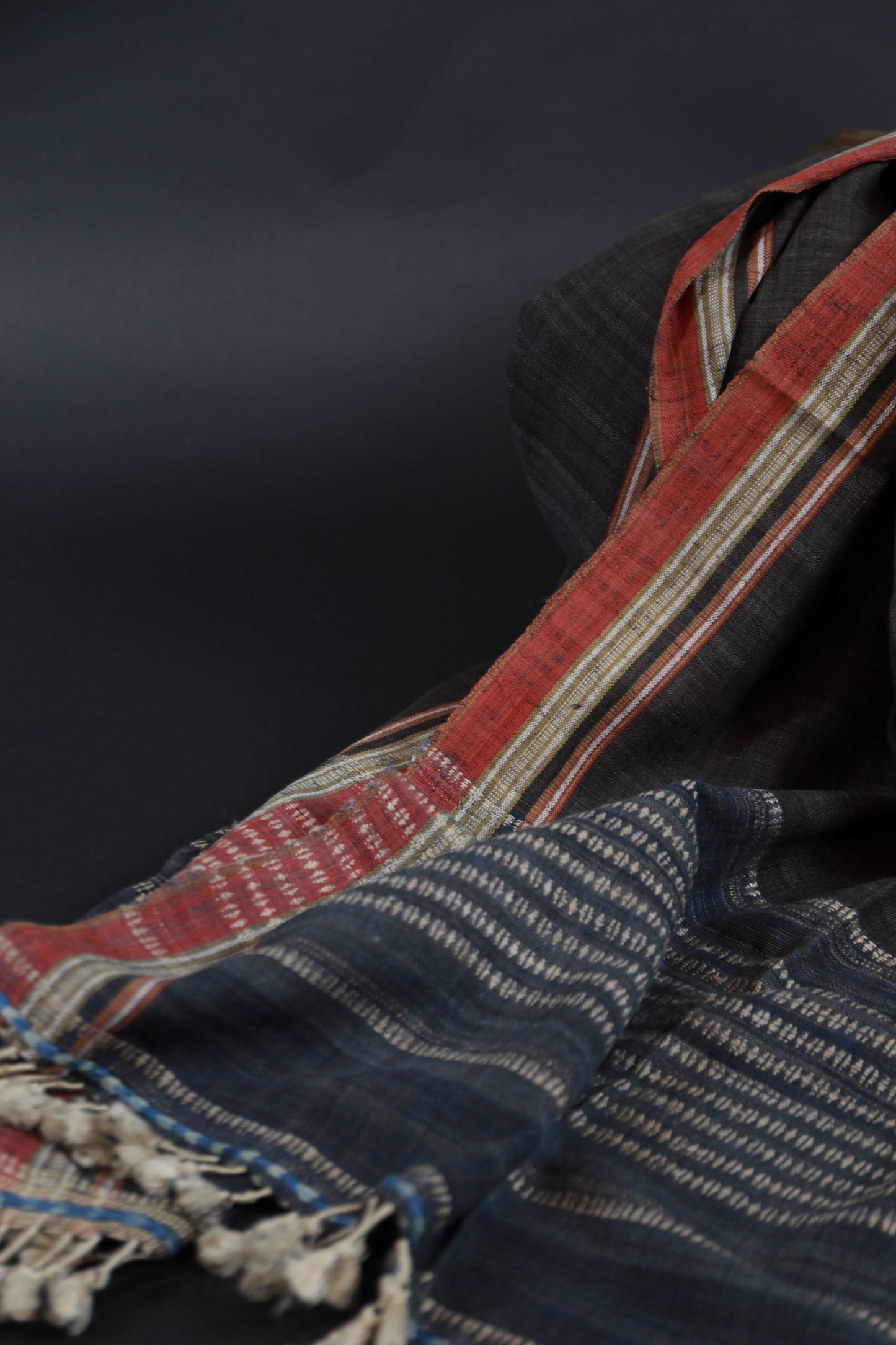 Charcoal and Indigo Natural Dye Shamji Siju Woven Scarf