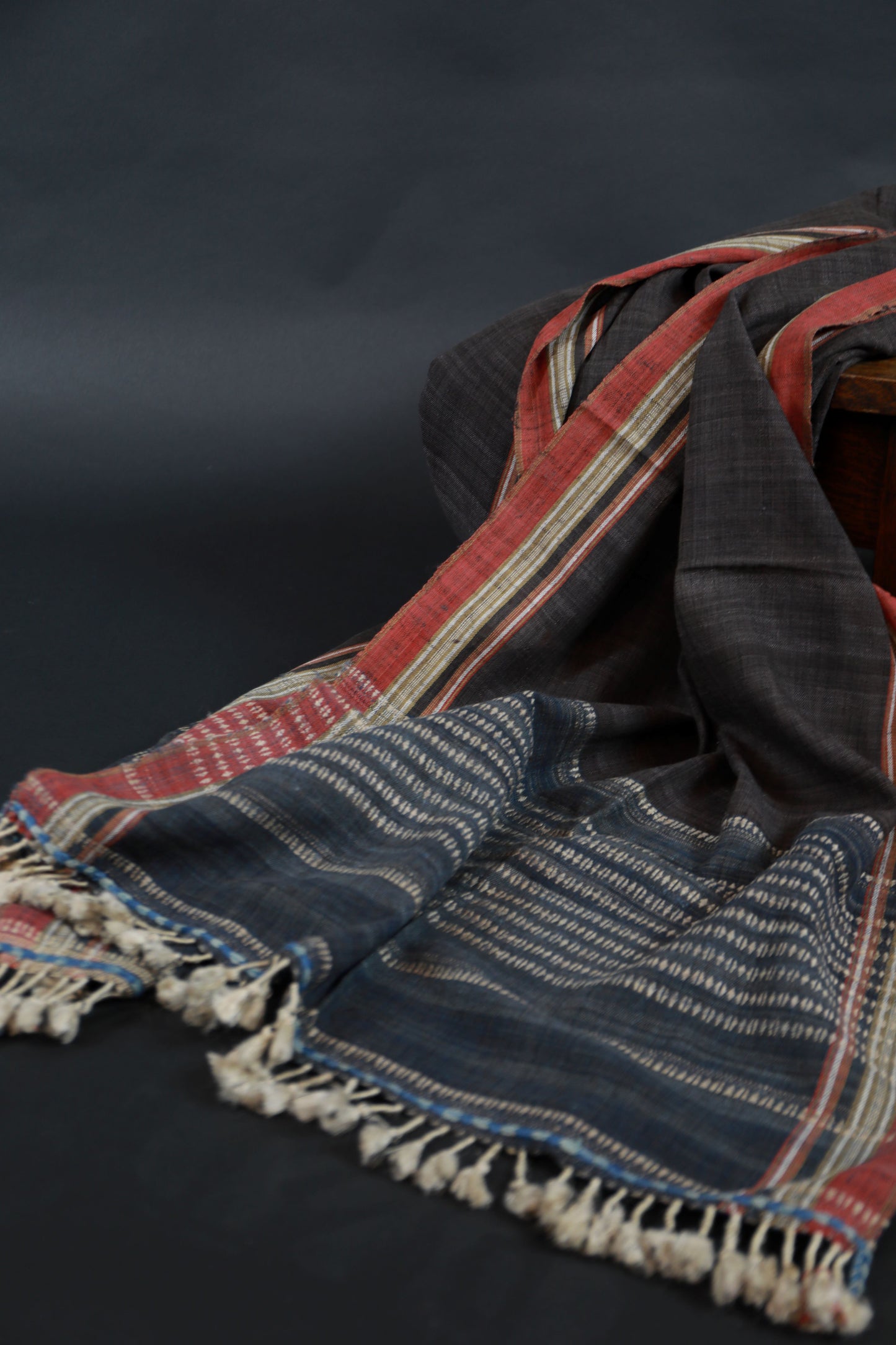 Charcoal and Indigo Natural Dye Shamji Siju Woven Scarf