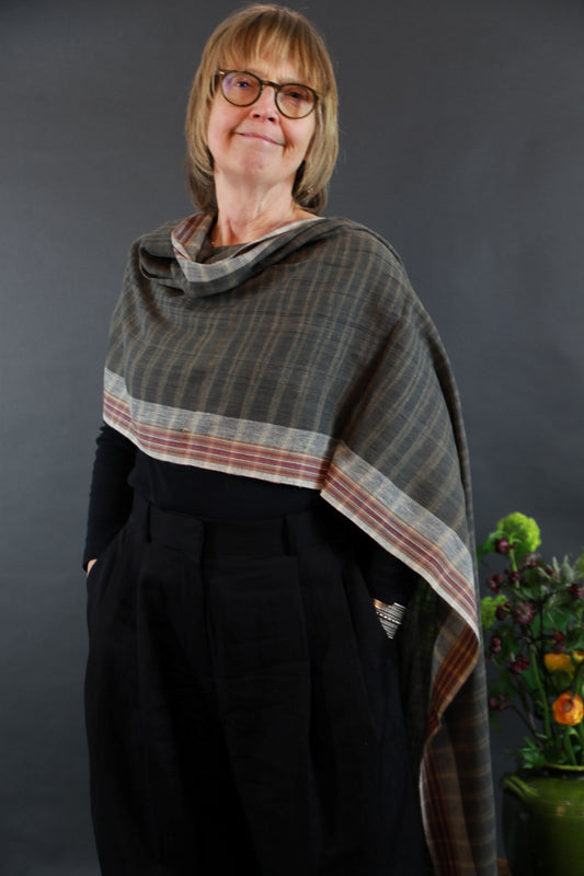 Iron and Purple Natural Dye Shamji Siju Woven Scarf