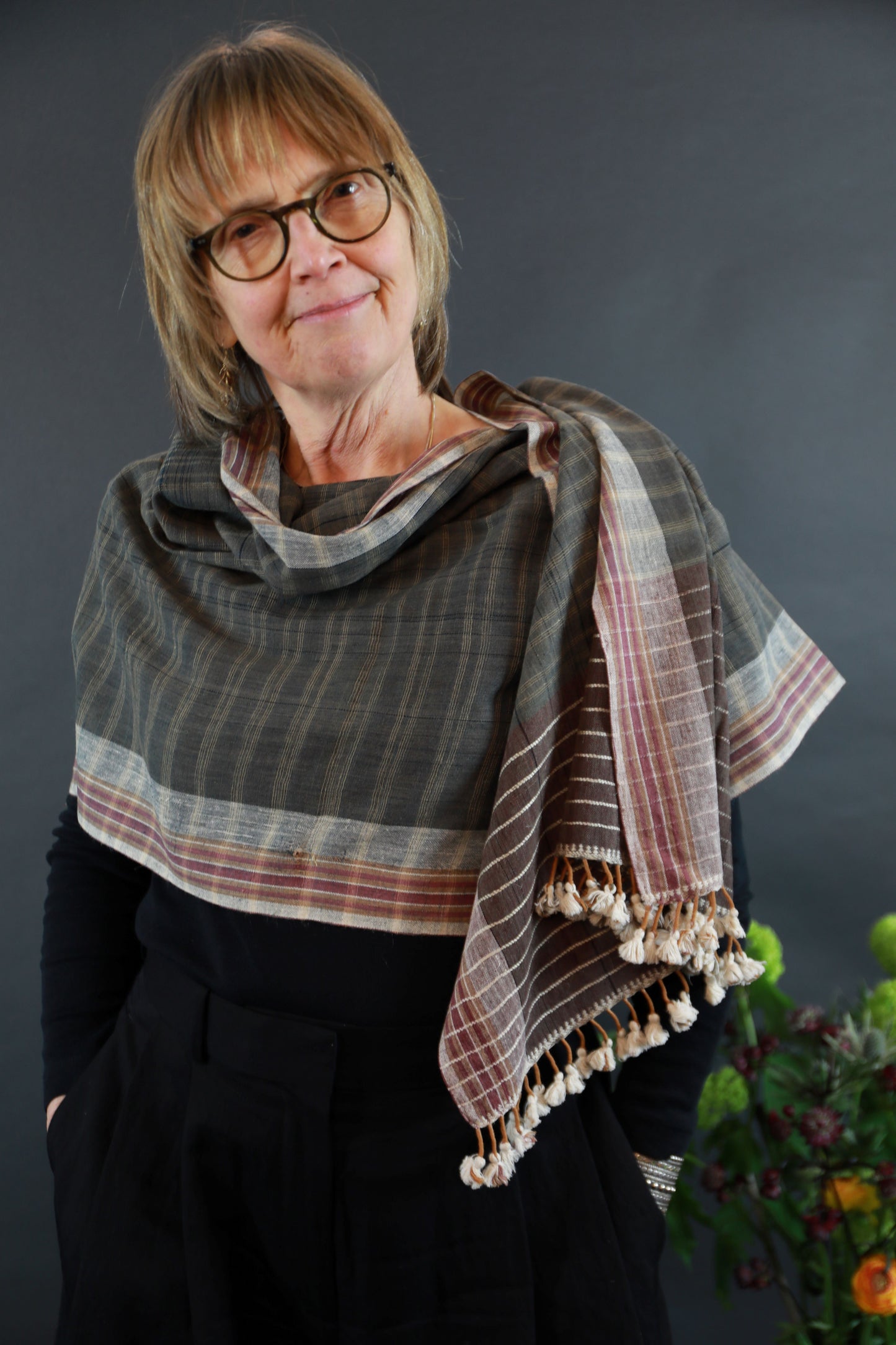 Iron and Purple Natural Dye Shamji Siju Woven Scarf