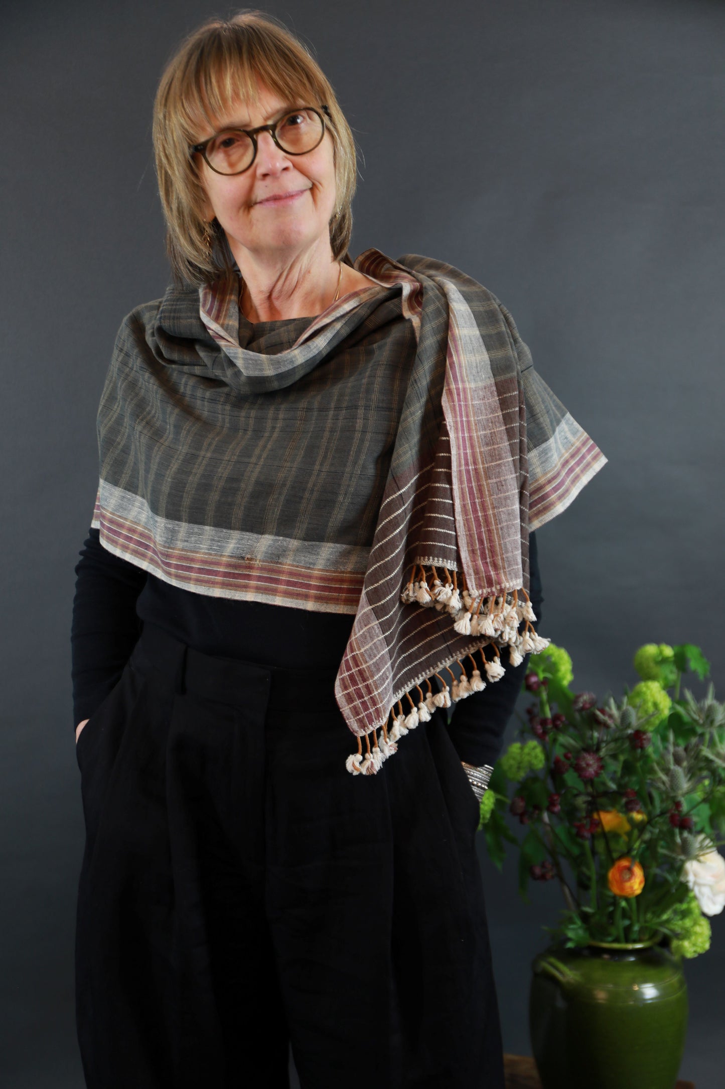 Iron and Purple Natural Dye Shamji Siju Woven Scarf