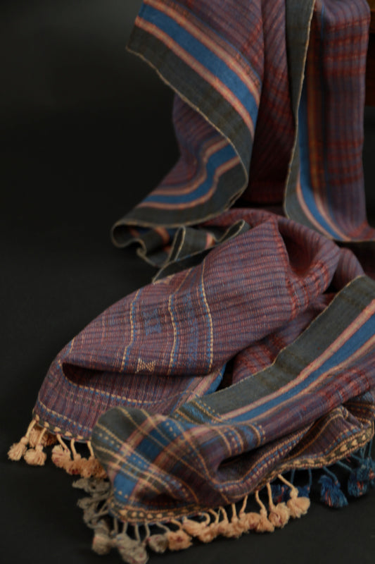 Pink and Iron Natural Dye Shamji Siju Woven Scarf