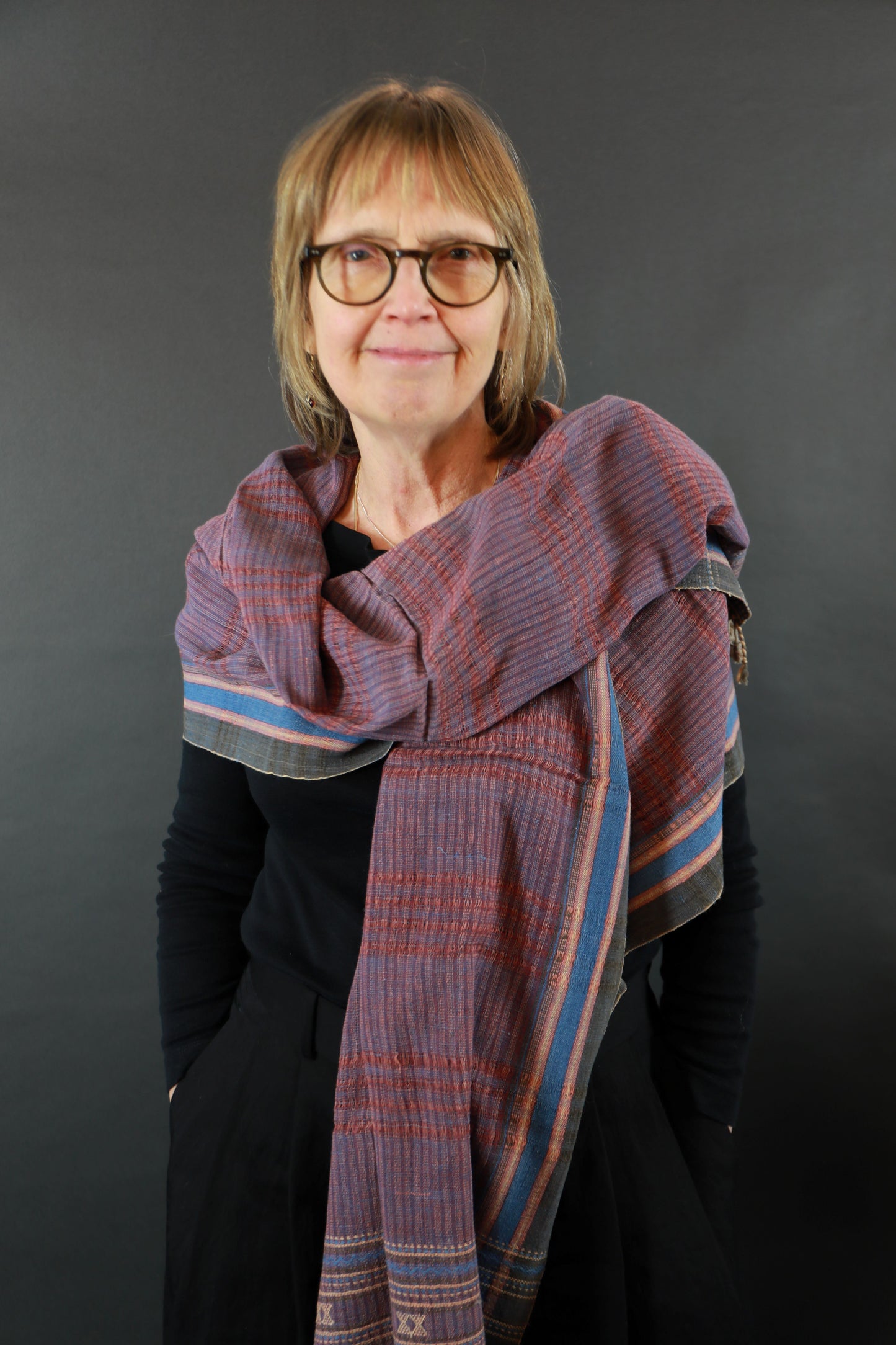 Pink and Iron Natural Dye Shamji Siju Woven Scarf