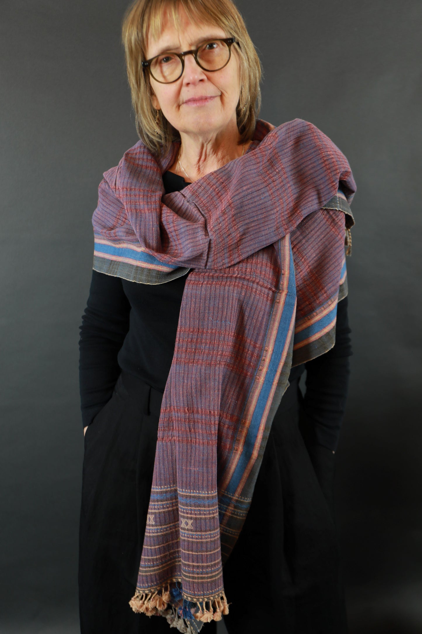Pink and Iron Natural Dye Shamji Siju Woven Scarf