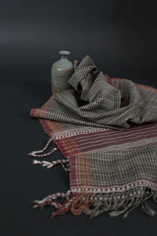 Iron and Pomegranate Natural Dye Shamji Siju Woven Scarf