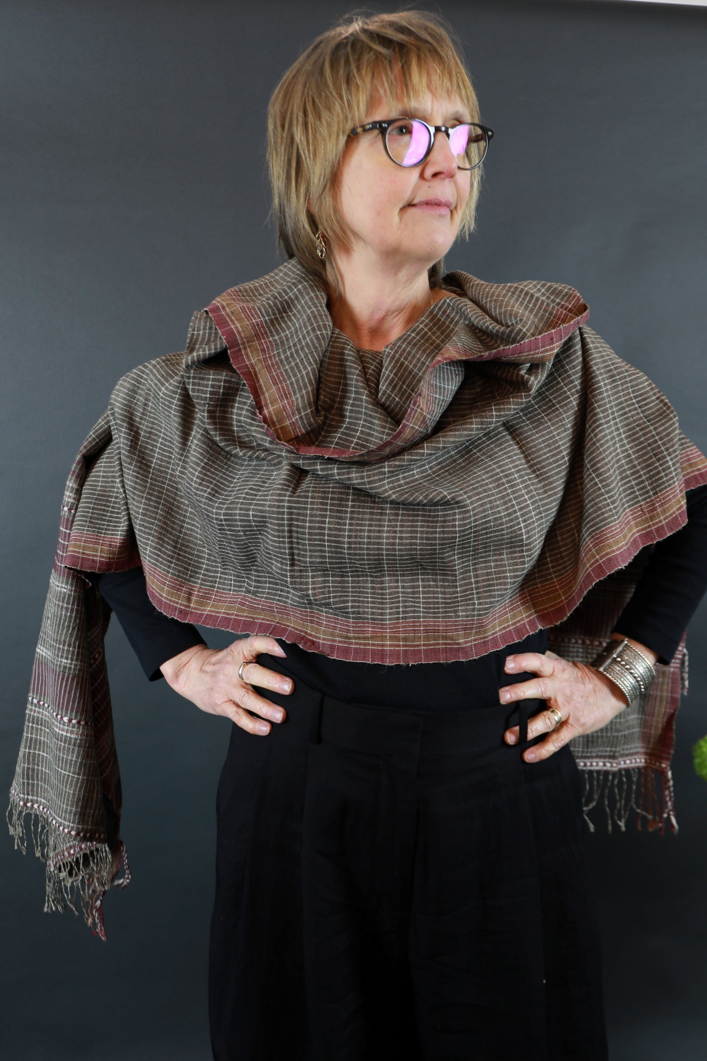Iron and Pomegranate Natural Dye Shamji Siju Woven Scarf