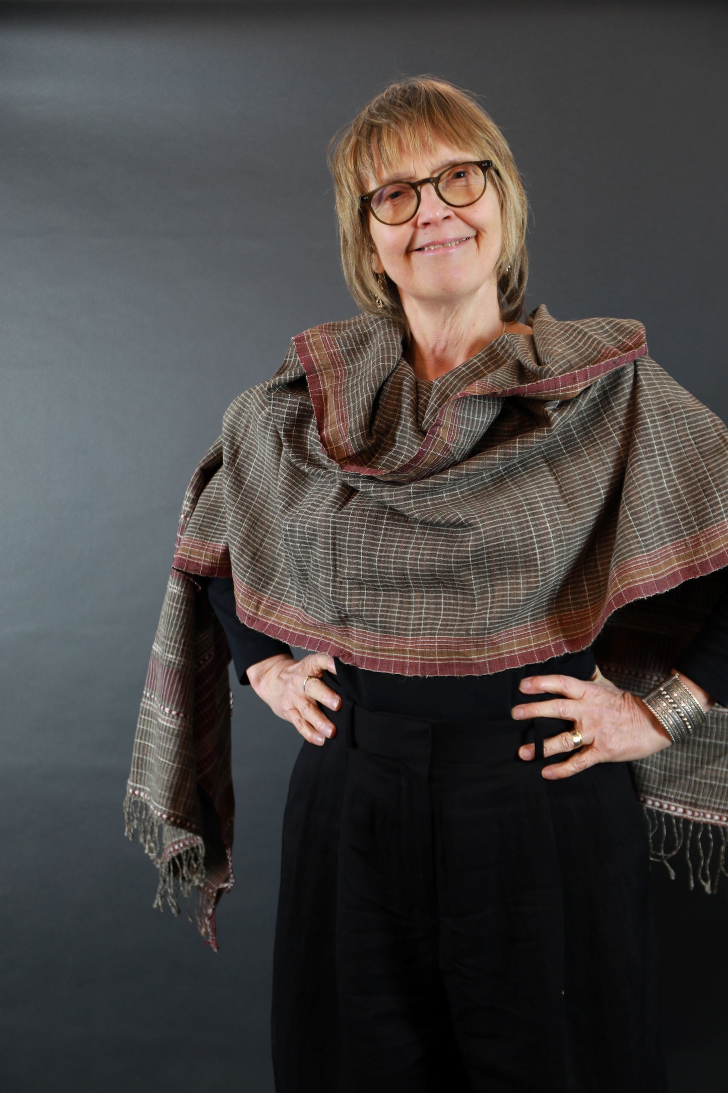Iron and Pomegranate Natural Dye Shamji Siju Woven Scarf