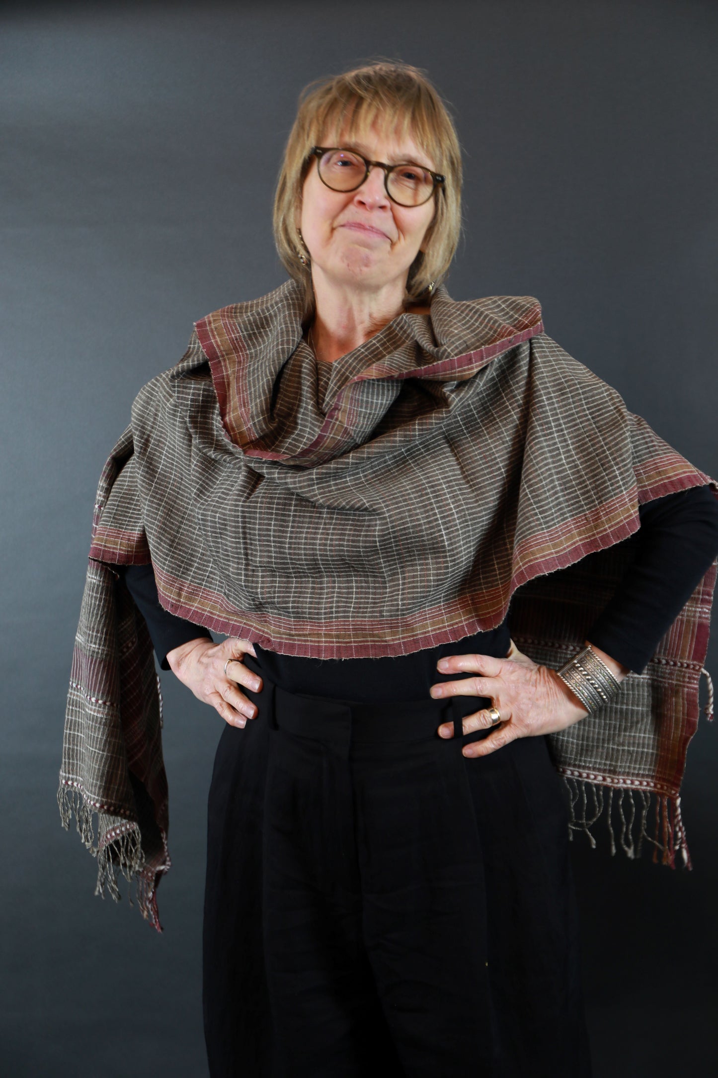 Iron and Pomegranate Natural Dye Shamji Siju Woven Scarf