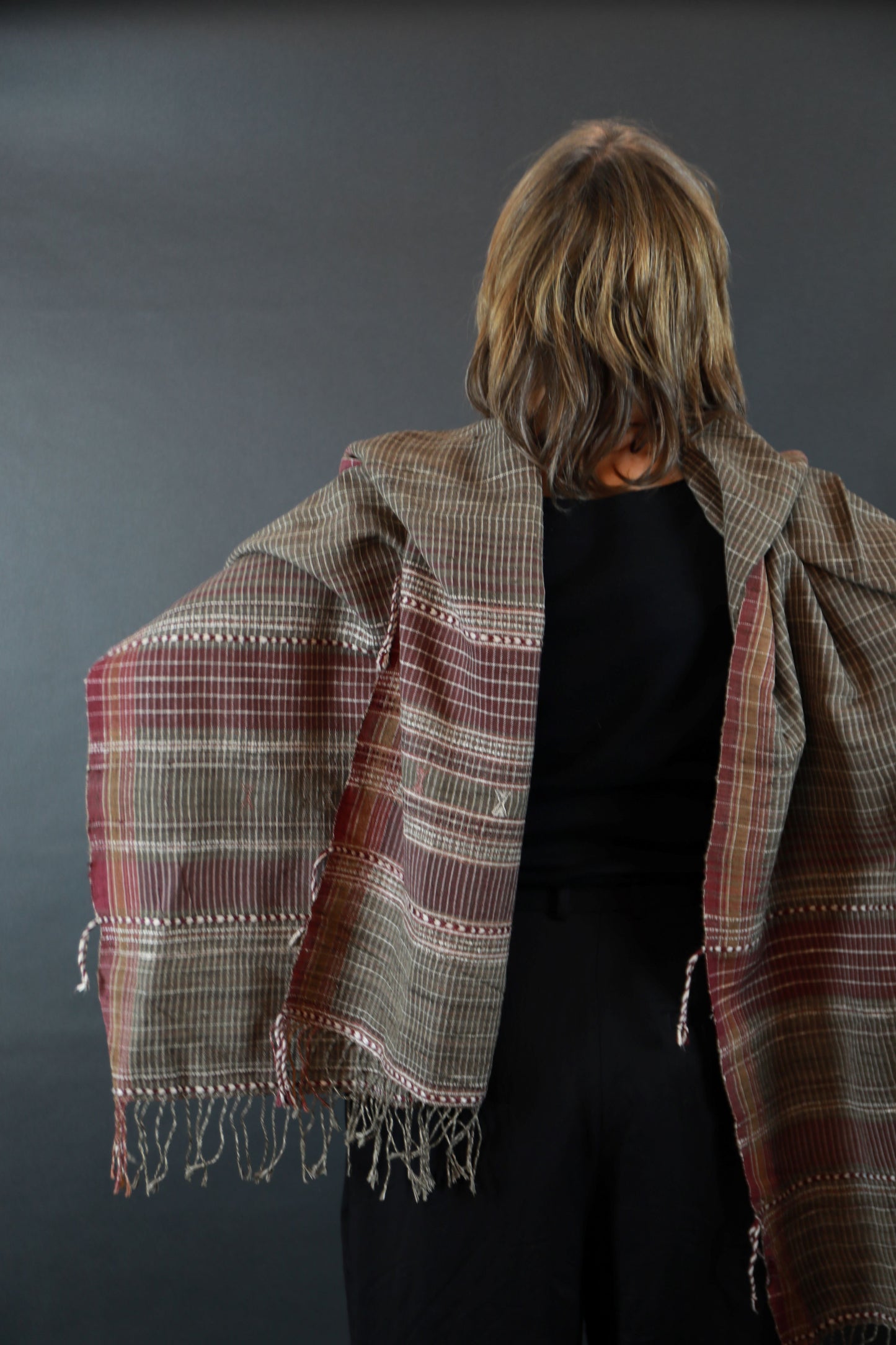 Iron and Pomegranate Natural Dye Shamji Siju Woven Scarf