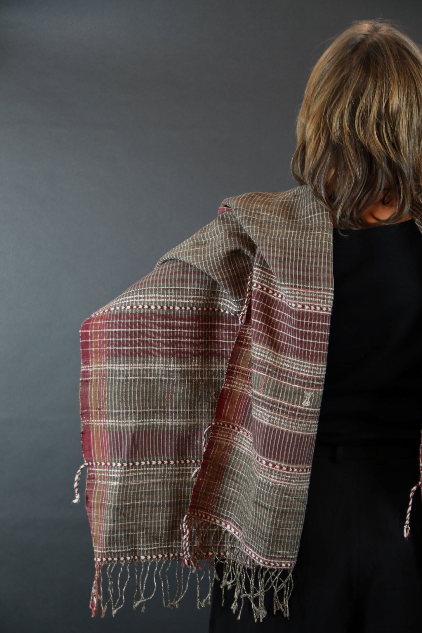 Iron and Pomegranate Natural Dye Shamji Siju Woven Scarf