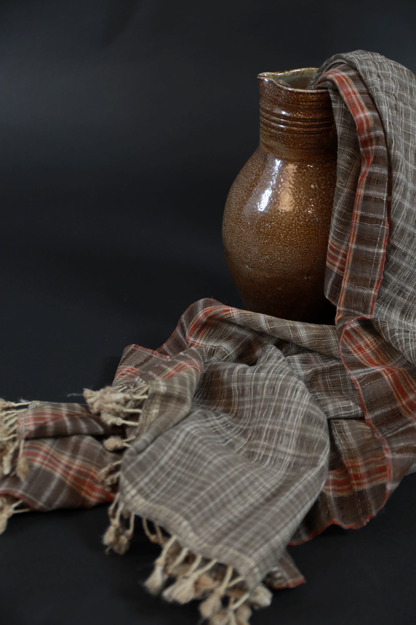 Pure Silk Chequered Natural Dye Shamji Siju Woven Scarf