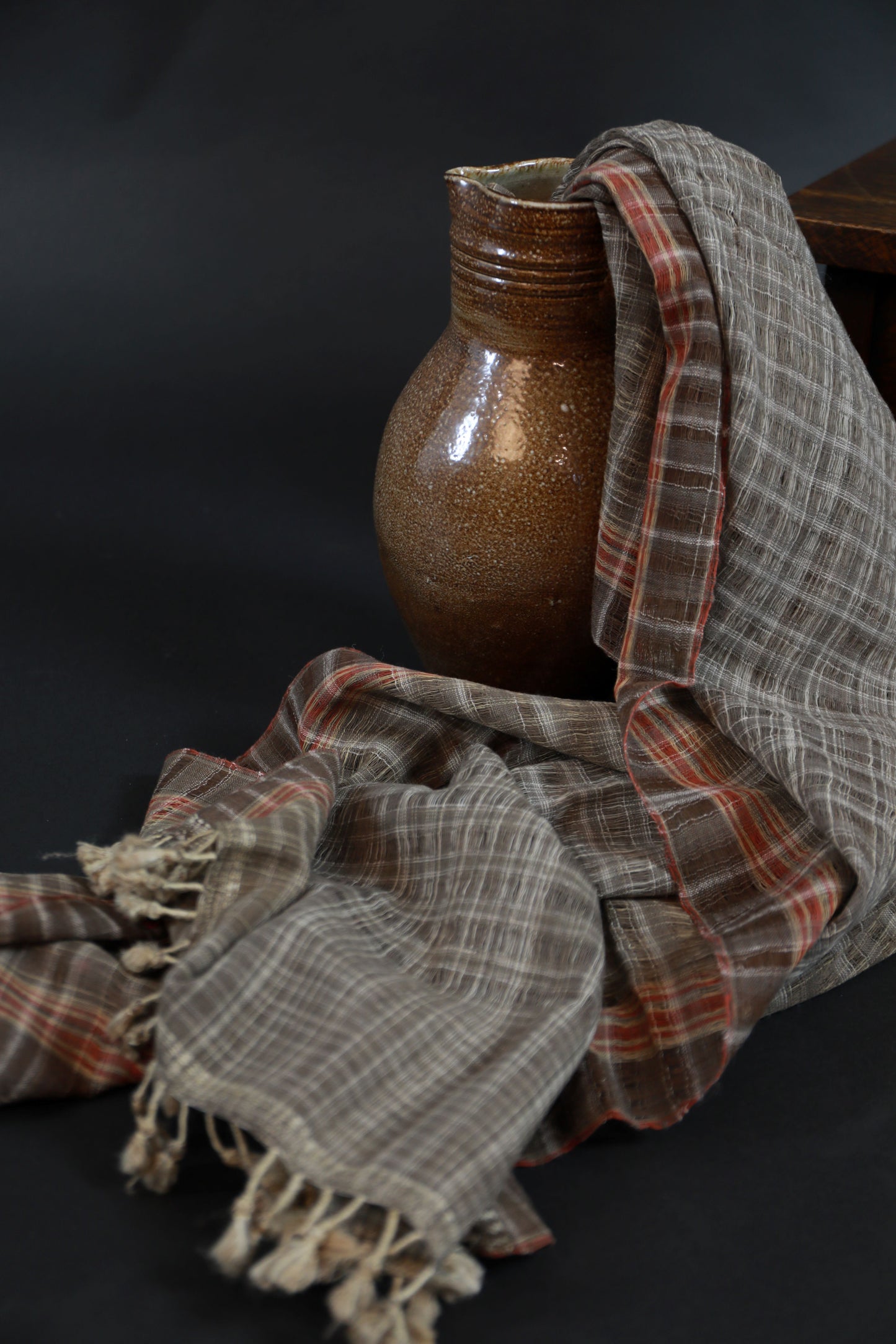 Pure Silk Chequered Natural Dye Shamji Siju Woven Scarf