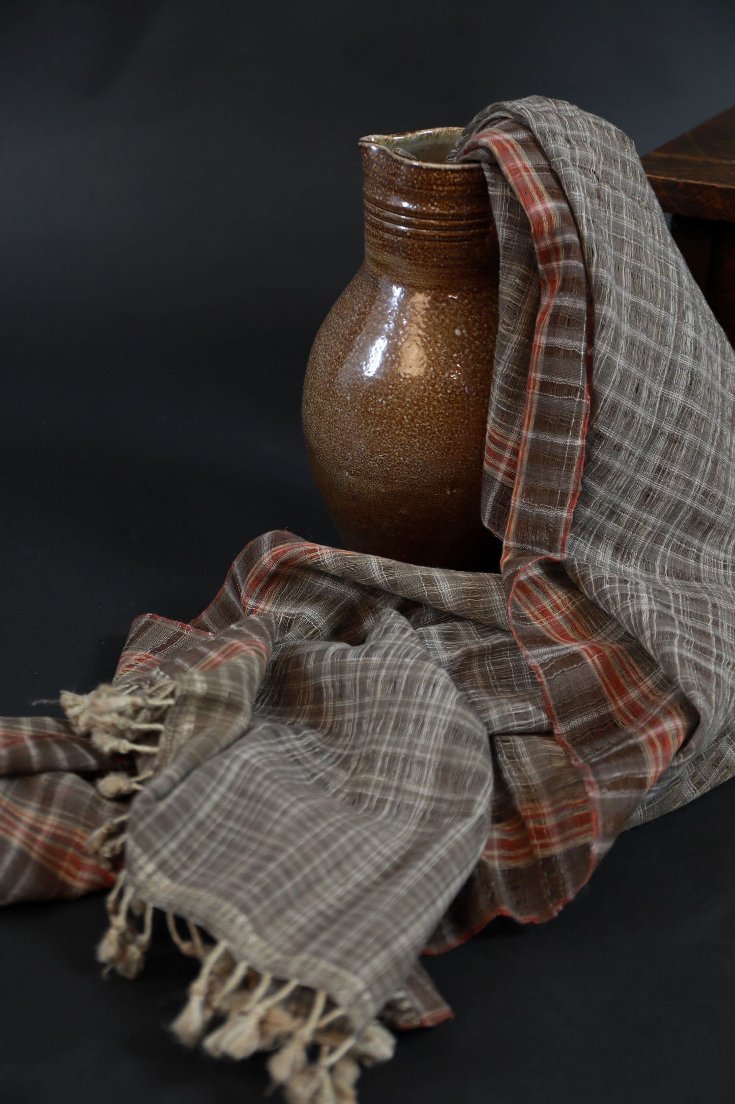 Pure Silk Chequered Natural Dye Shamji Siju Woven Scarf